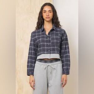 STAUD Plaid long sleeve crop top shirt Size S (Z)